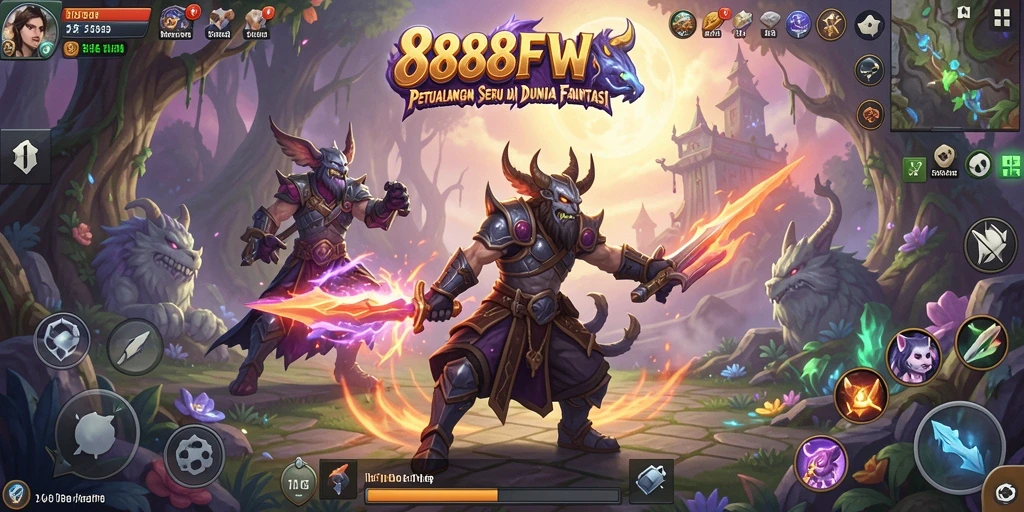 Screenshot menunjukkan petualangan seru di 888FW dengan karakter menjelajahi dunia fantastis.
