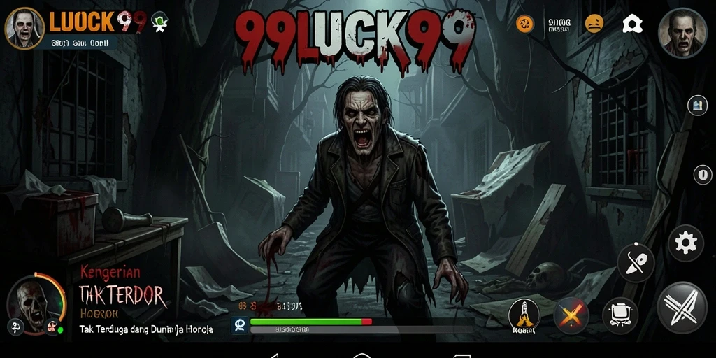Gameplay menegangkan dalam suasana game horor 99LUCK99.