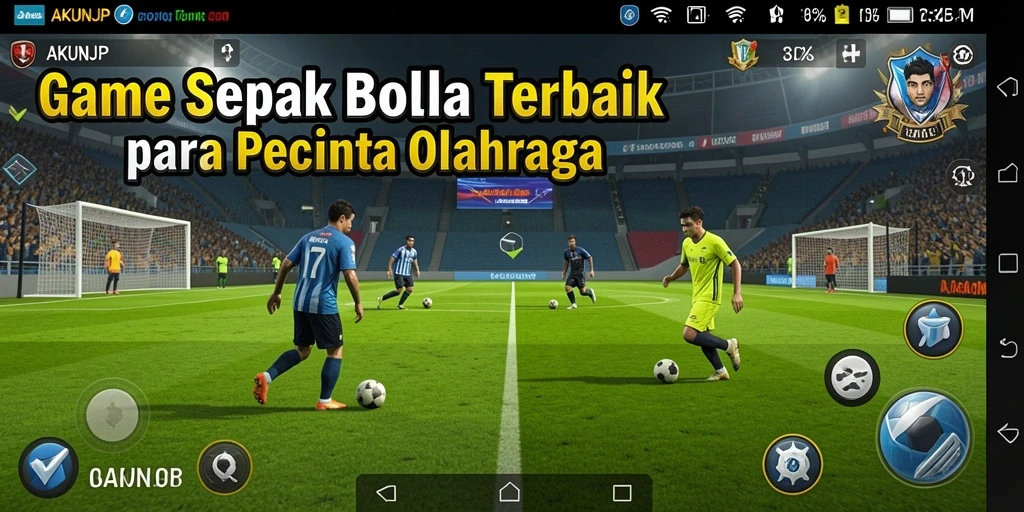 Screenshot menampilkan aksi seru permainan sepak bola di AKUNJP.
