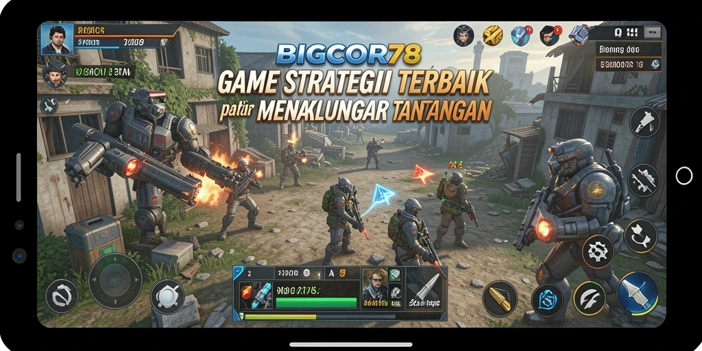 Tangkapan layar utama menampilkan pertempuran strategis yang mendebarkan dalam BIGCOR78.