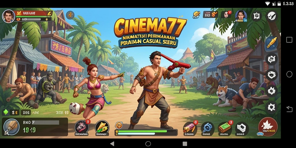 Screenshot utama CINEMA77 menampilkan gameplay seru dan menantang.