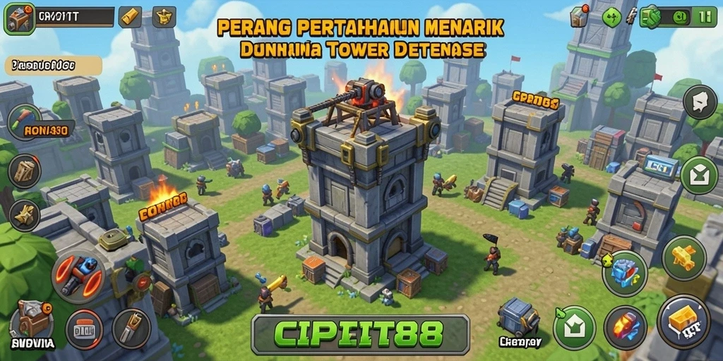 Tampilan gameplay seru dari game Tower Defense CIPIT88.