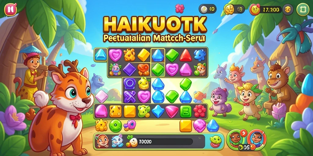 Tangkapan layar gameplay HAIKUOTK yang menampilkan momen Match-3 yang seru.