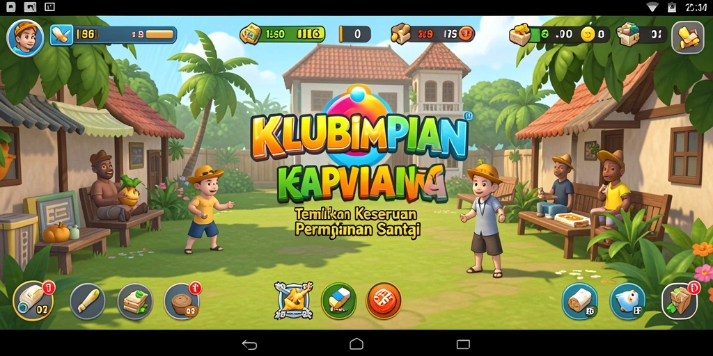 Tangkapan layar utama KLUBIMPIAN memperlihatkan gameplay yang seru dan interaktif.