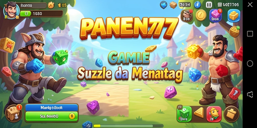 Tampilan gameplay dalam PANEN77, penuh warna dan tantangan.