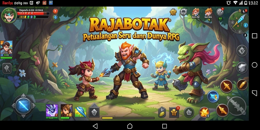 Screenshot gameplay RAJABOTAK menampilkan pertarungan epik dan eksplorasi dunia.