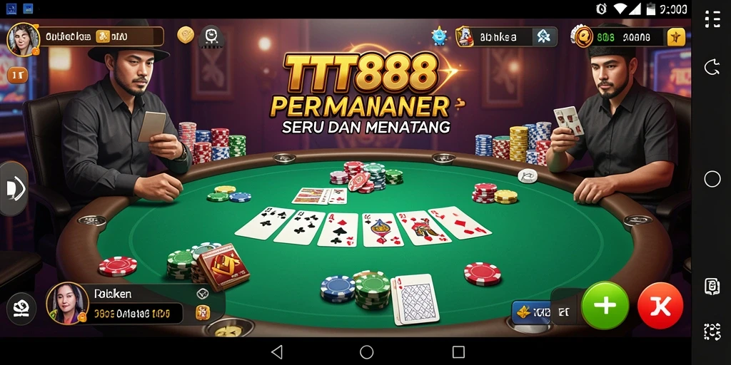 Screenshot utama TTT888 menampilkan serunya gameplay Poker yang interaktif.