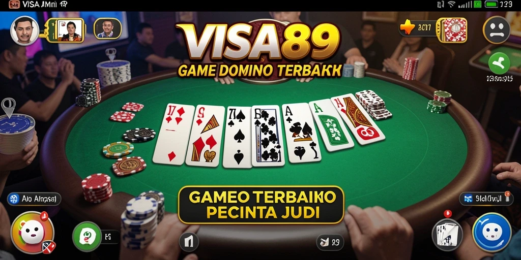 Tangkapan layar gameplay VISA89 dengan pemain yang bersaing dalam permainan Domino.