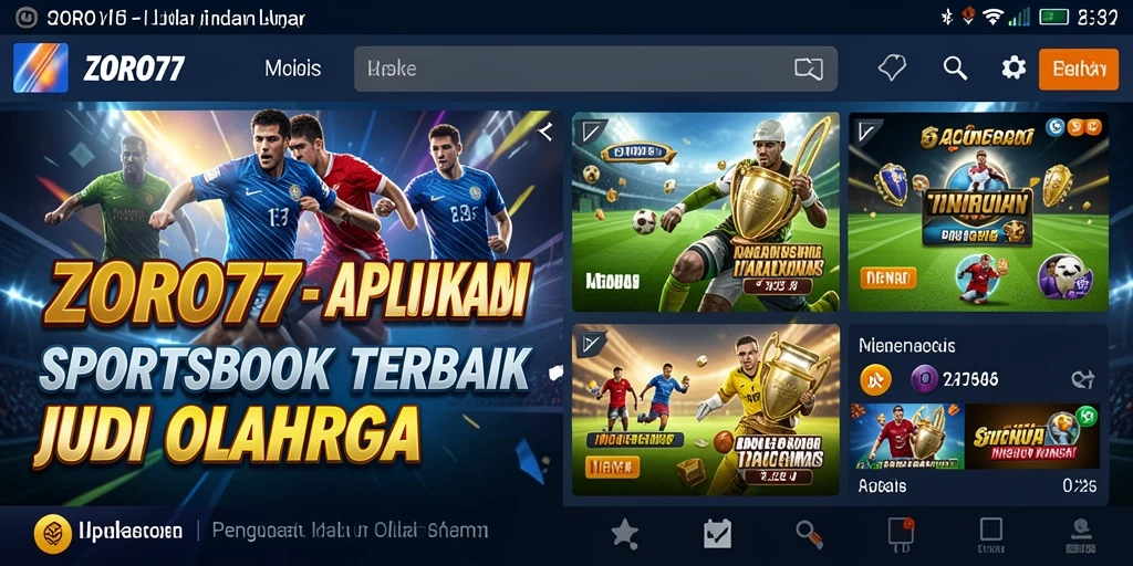 Tangkapan layar utama <strong>ZORO77</strong> menunjukkan antarmuka Sportsbook yang menarik dan interaktif.